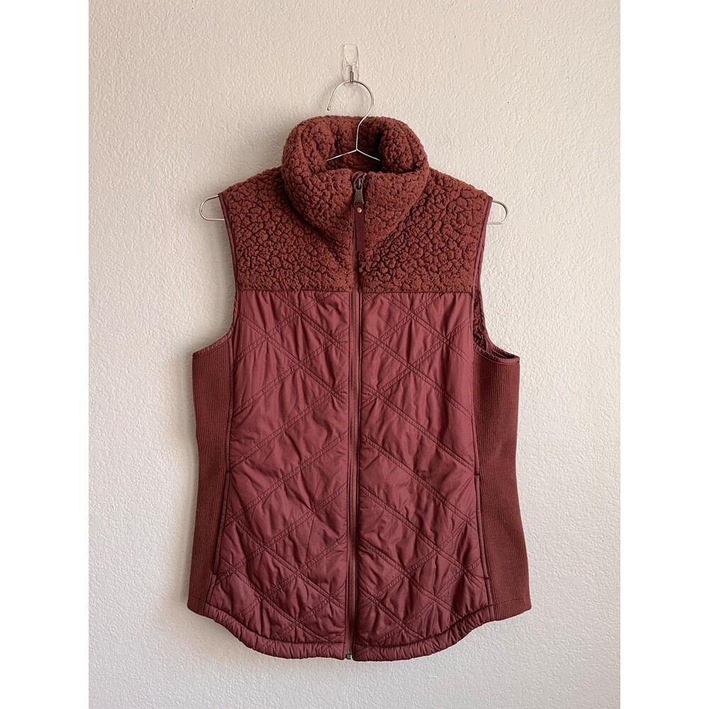 prAna Women's Elsa Sherpa Quilted Vest in Mauve Size MEDIUM